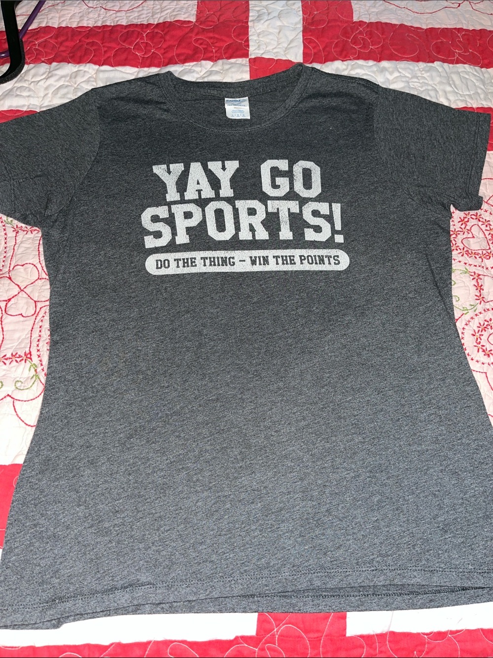 Port and Company Gray "YAY GO SPORTS!" Short Sleeve Tee